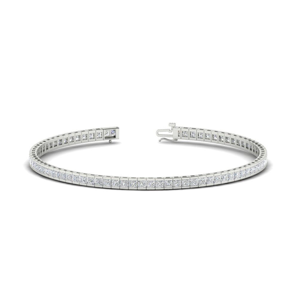 Half Bezel Princess Cut Lab Diamond Tennis Bracelet