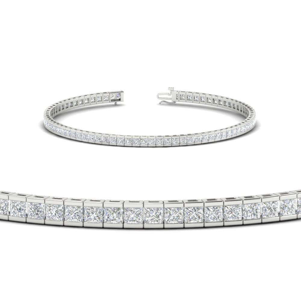 Half Bezel Princess Cut Lab Diamond Tennis Bracelet