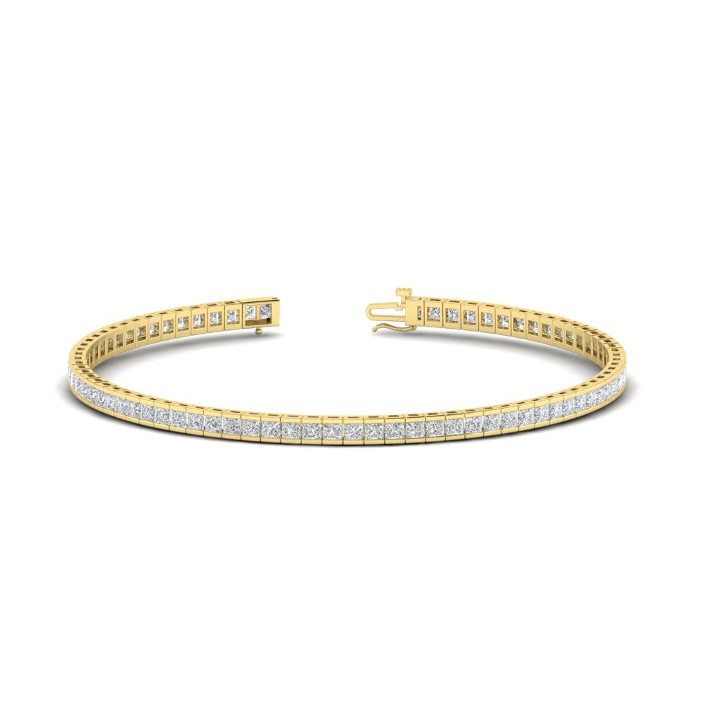 Half Bezel Princess Cut Lab Diamond Tennis Bracelet