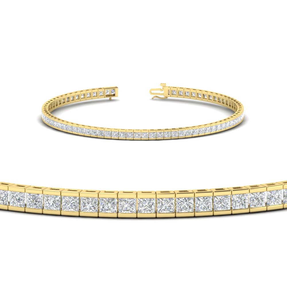 Half Bezel Princess Cut Lab Diamond Tennis Bracelet