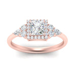 Load image into Gallery viewer, Lab Princess Cut diamond Halo Engagement Rings 14K Rose Gold
