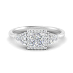 Load image into Gallery viewer, Lab Princess Cut diamond Halo Engagement Rings 14K White Gold
