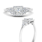 Load image into Gallery viewer, Lab Princess Cut diamond Halo Engagement Rings 14K White Gold
