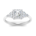 Load image into Gallery viewer, Lab Princess Cut diamond Halo Engagement Rings 14K White Gold

