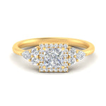Load image into Gallery viewer, Lab Princess Cut diamond Halo Engagement Rings 14K Yellow Gold
