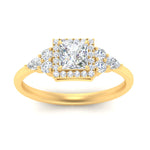 Load image into Gallery viewer, Lab Princess Cut diamond Halo Engagement Rings 14K Yellow Gold
