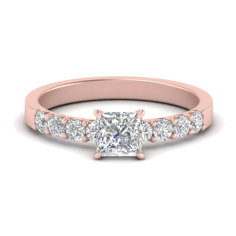U Prong Lab Diamond Engagement Ring 14K Gold