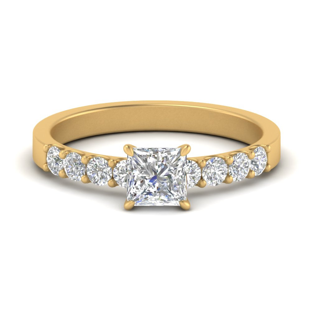 U Prong Lab Diamond Engagement Ring 14K Gold