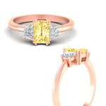 Load image into Gallery viewer, Fancy Radiant Cut 3 Stone Color Lab Engagement Ring