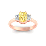 Load image into Gallery viewer, Fancy Radiant Cut 3 Stone Color Lab Engagement Ring