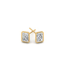 Load image into Gallery viewer, 0.50 To 4 Carat Lab Diamond Radiant Stud Bezel Set Earring For Women 14K Gold
