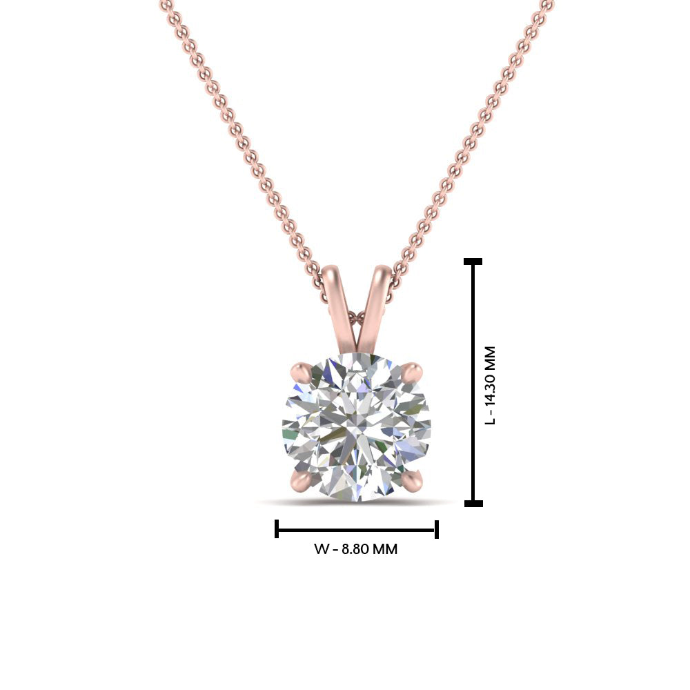 Round Cut Lab Diamond 4 Prong Solitaire Pendant For Women