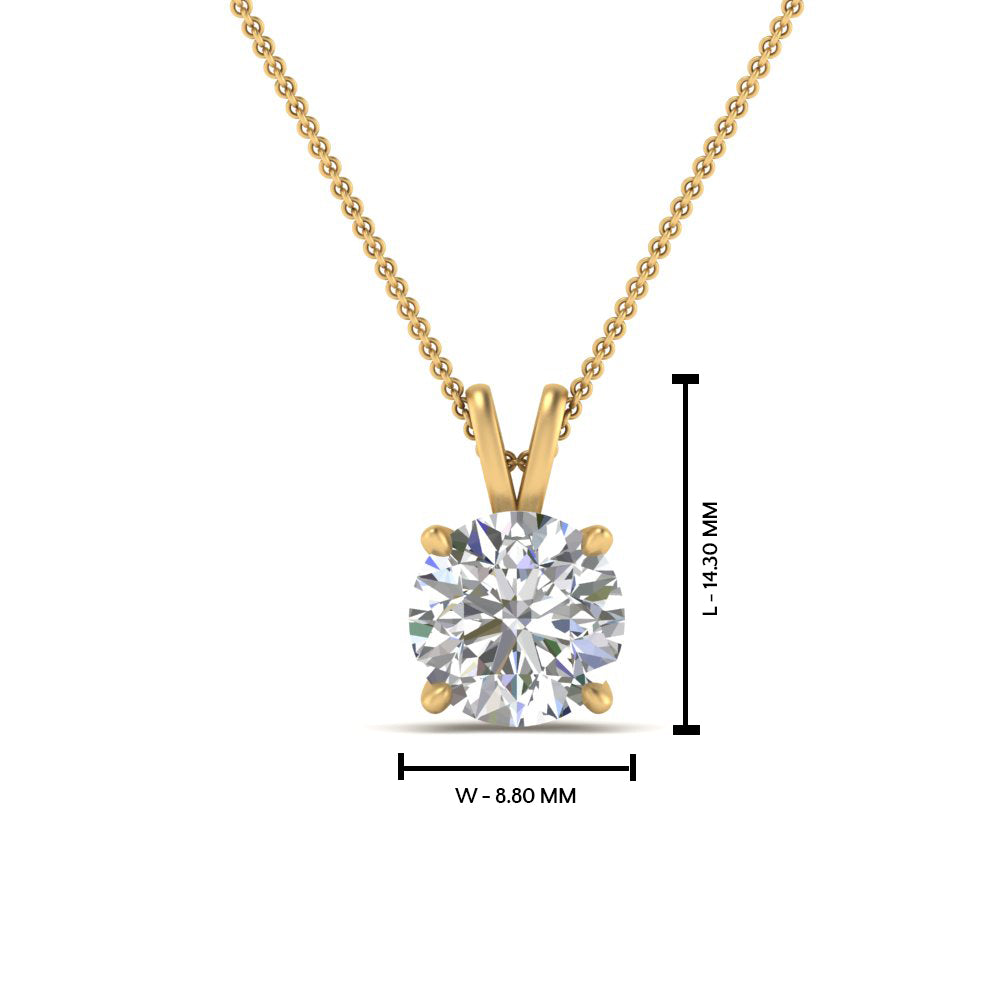 Round Cut Lab Diamond 4 Prong Solitaire Pendant For Women