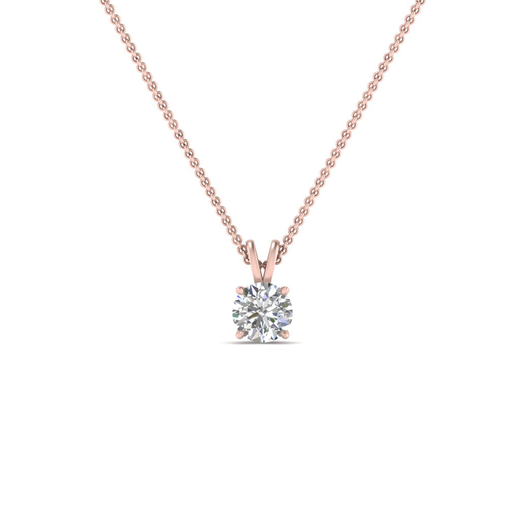 0.25 Ctw To 5 Ctw Round Cut Lab Diamond 4 Prong Solitaire Pendant For Women 14K Gold