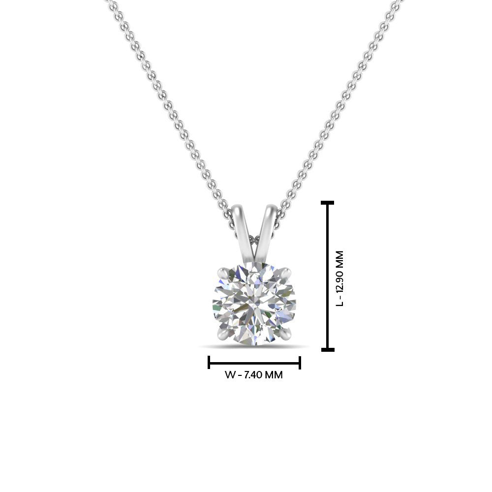 Round Cut Lab Diamond 4 Prong Solitaire Pendant For Women