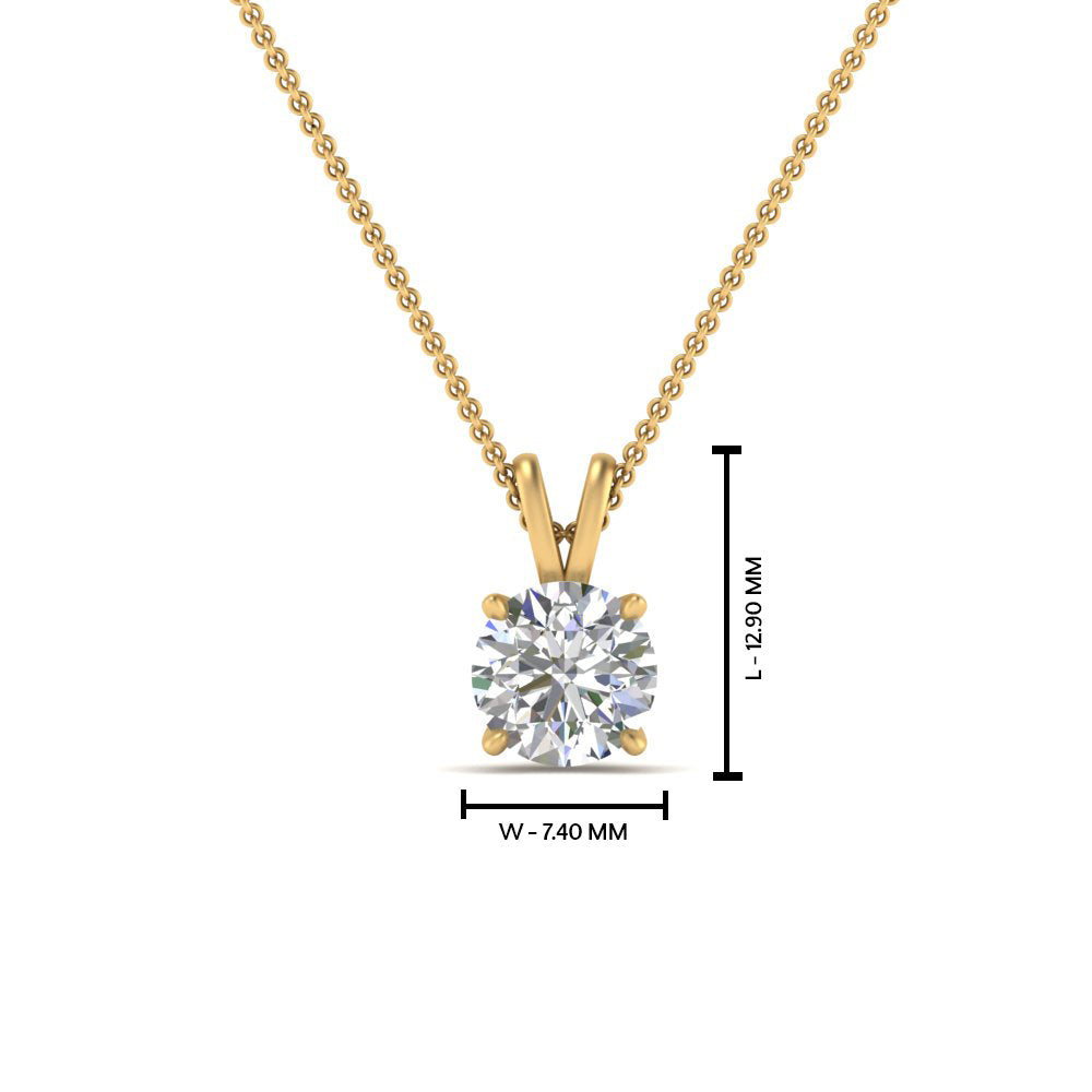Round Cut Lab Diamond 4 Prong Solitaire Pendant For Women