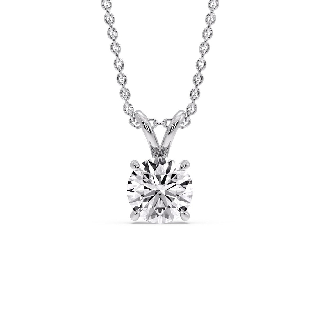 Fancy Lab Round Cut Colored Diamond Solitaire Pendant