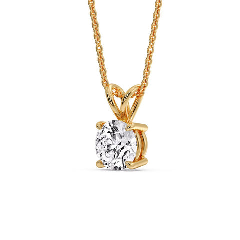Fancy Lab Round Cut Colored Diamond Solitaire Pendant