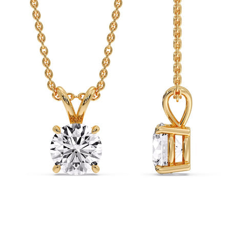 Fancy Lab Round Cut Colored Diamond Solitaire Pendant