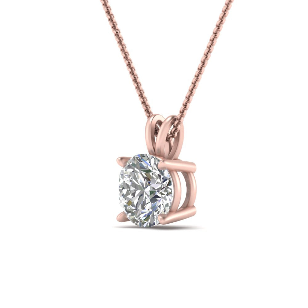 Round Cut Lab Diamond 4 Prong Solitaire Pendant For Women