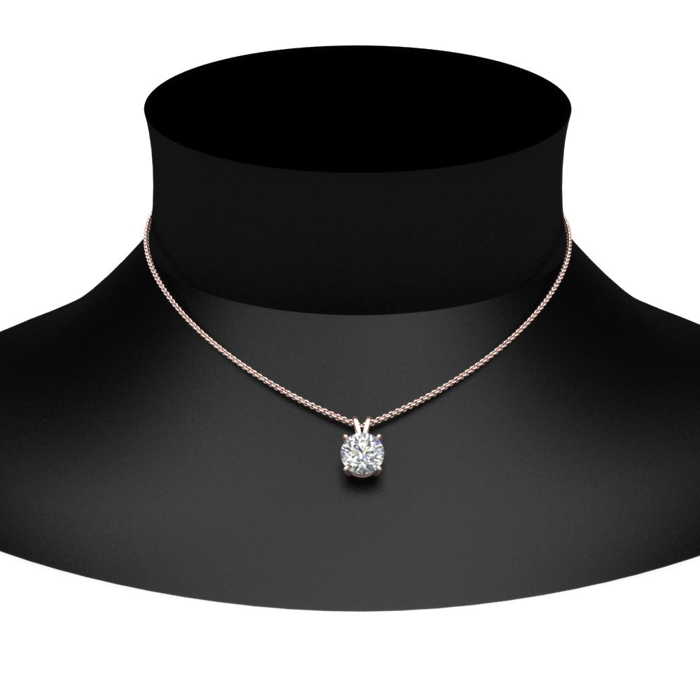 Round Cut Lab Diamond 4 Prong Solitaire Pendant For Women