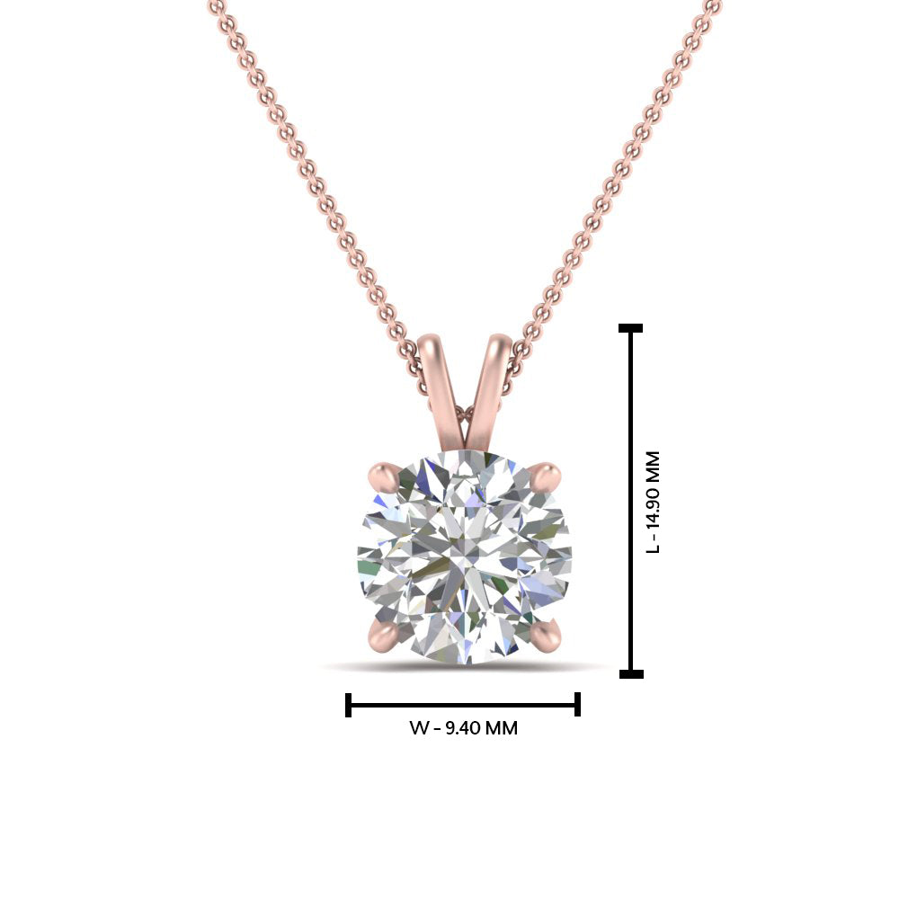 Round Cut Lab Diamond 4 Prong Solitaire Pendant For Women