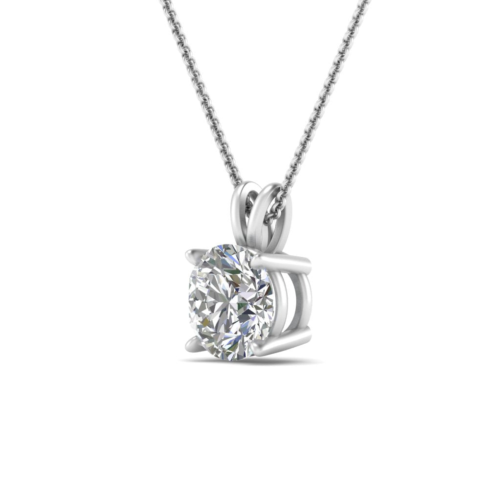 Round Cut Lab Diamond 4 Prong Solitaire Pendant For Women