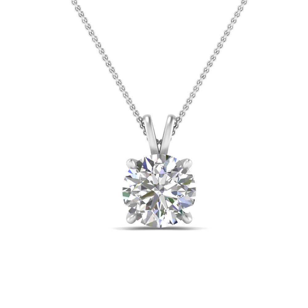 Round Cut Lab Diamond 4 Prong Solitaire Pendant For Women
