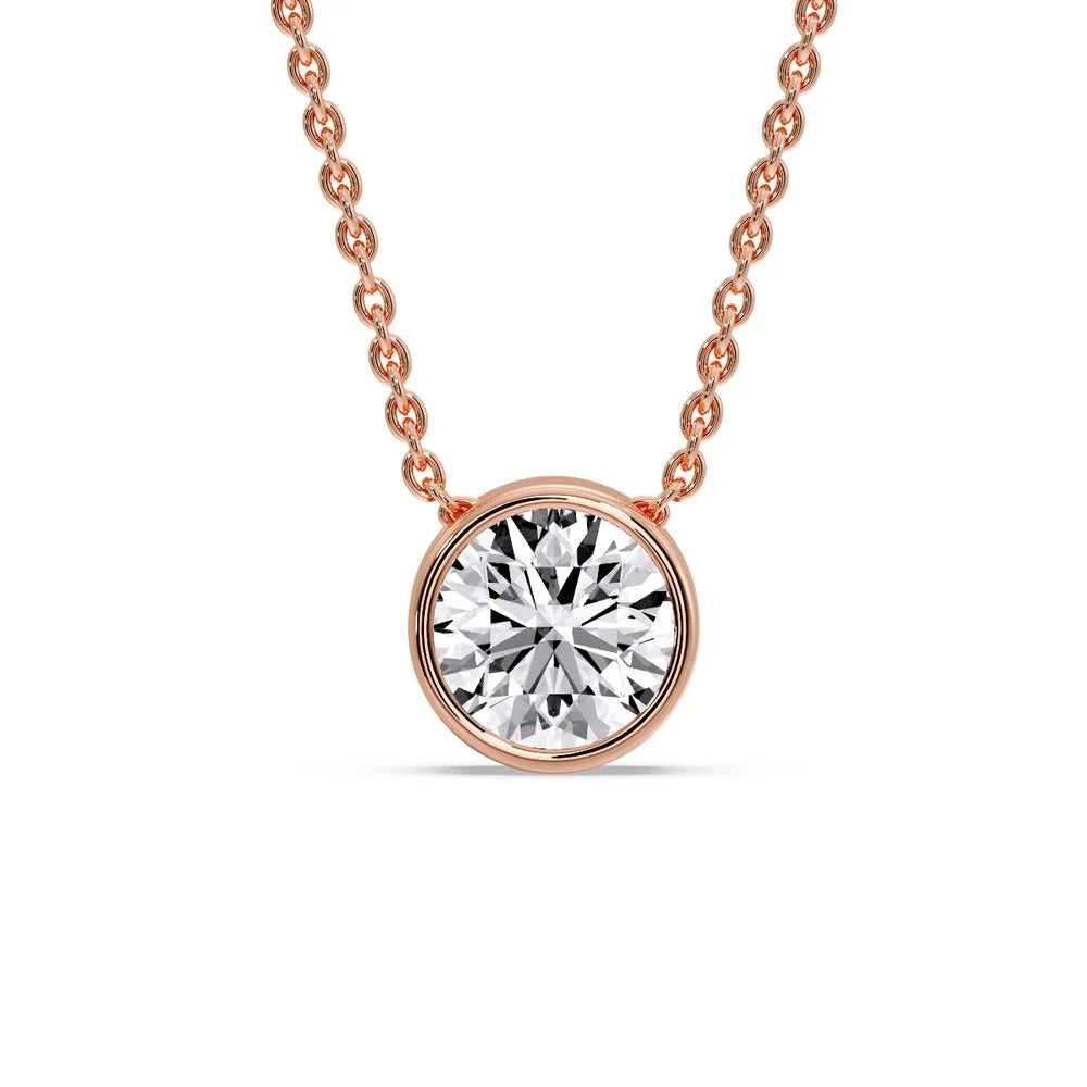 Fancy Lab Diamond Colored Round Bezel Solitaire Pendant