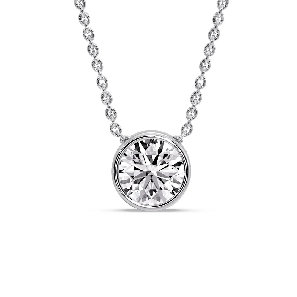 Fancy Lab Diamond Colored Round Bezel Solitaire Pendant