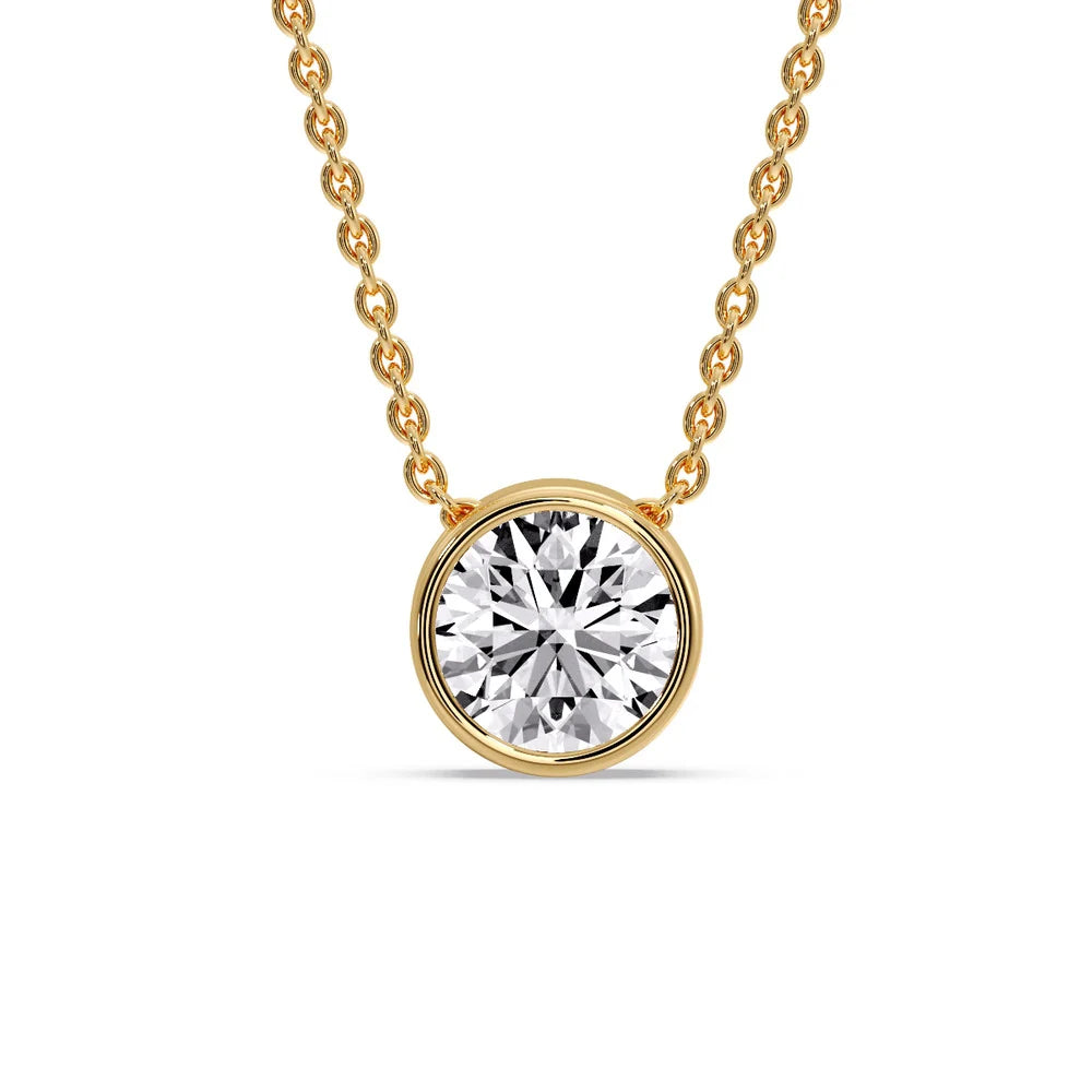 Fancy Lab Diamond Colored Round Bezel Solitaire Pendant
