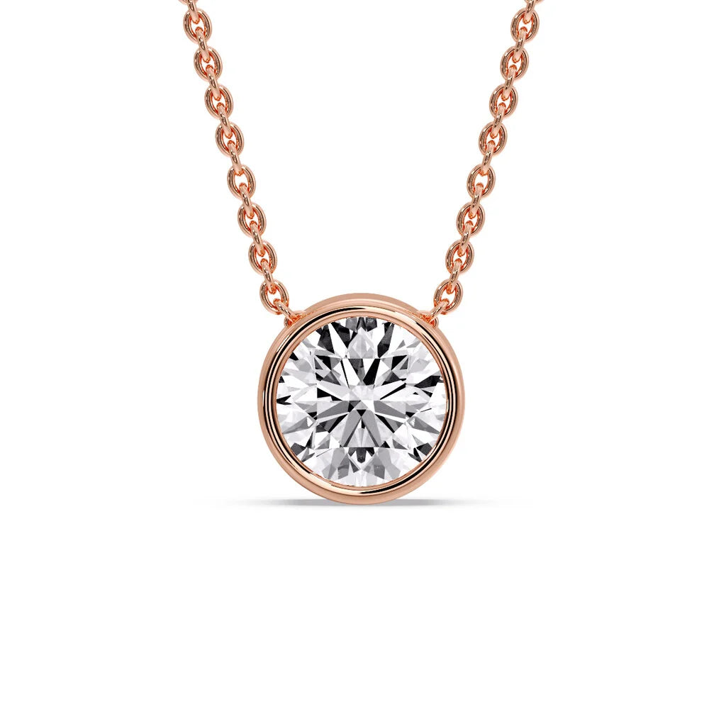 Fancy Lab Diamond Colored Round Bezel Solitaire Pendant