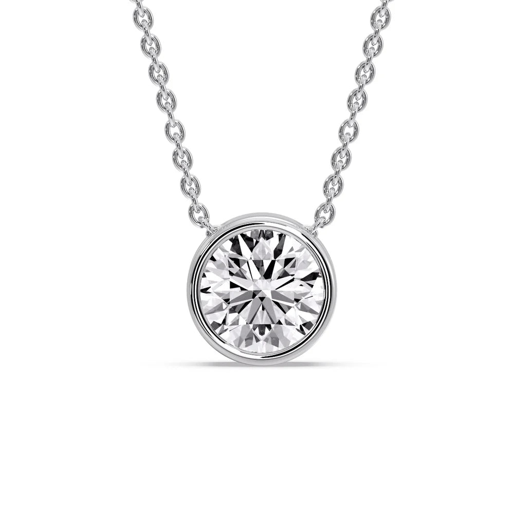 Fancy Lab Diamond Colored Round Bezel Solitaire Pendant