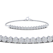2.50 To 12 Carat Lab Diamond Bezel Set Tennis Bracelet 14K Gold