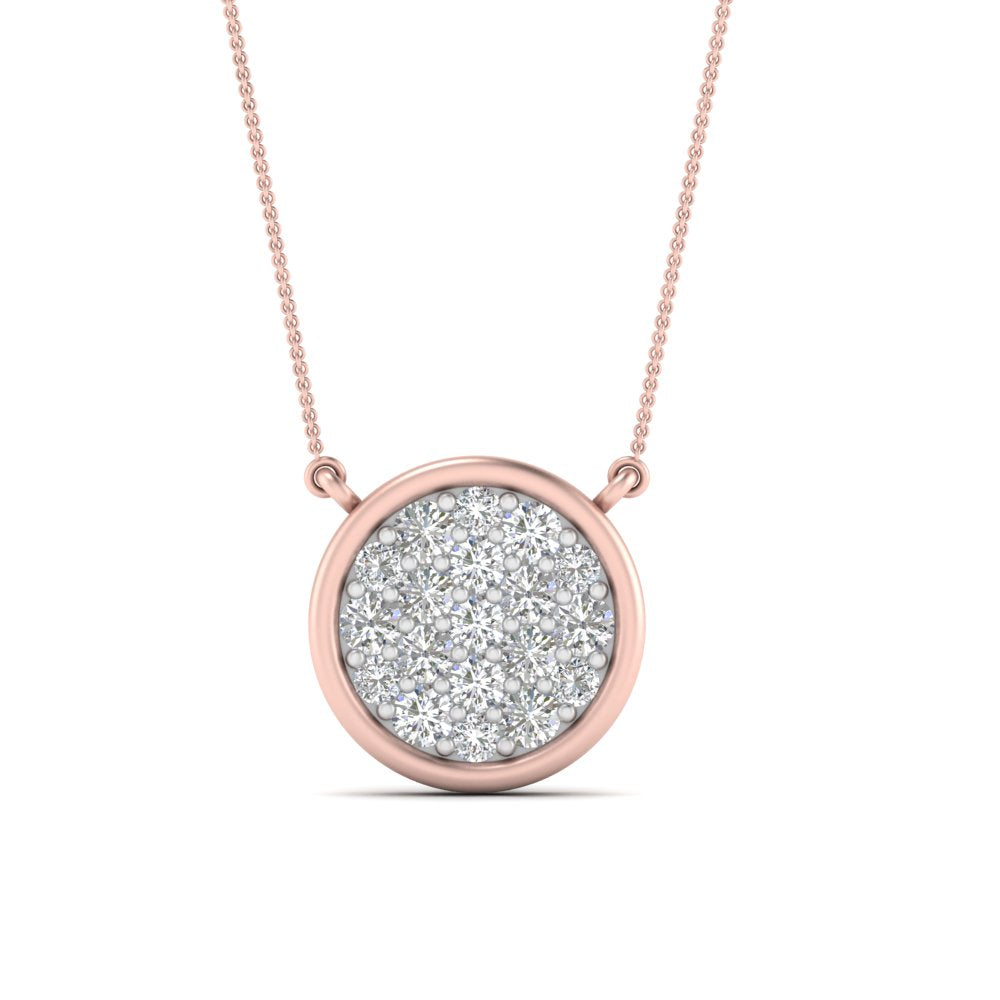 Round Cut Lab Diamond Cluster Disc Pendant