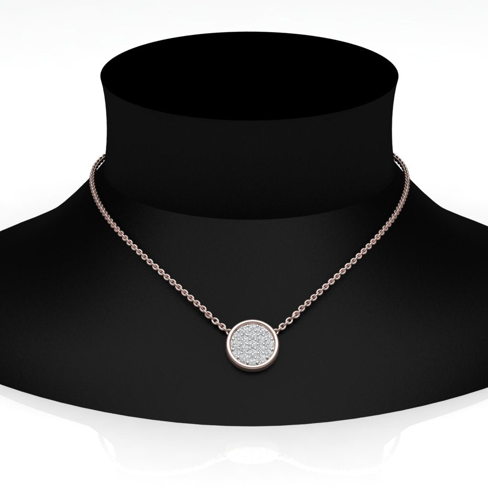 Round Cut Lab Diamond Cluster Disc Pendant