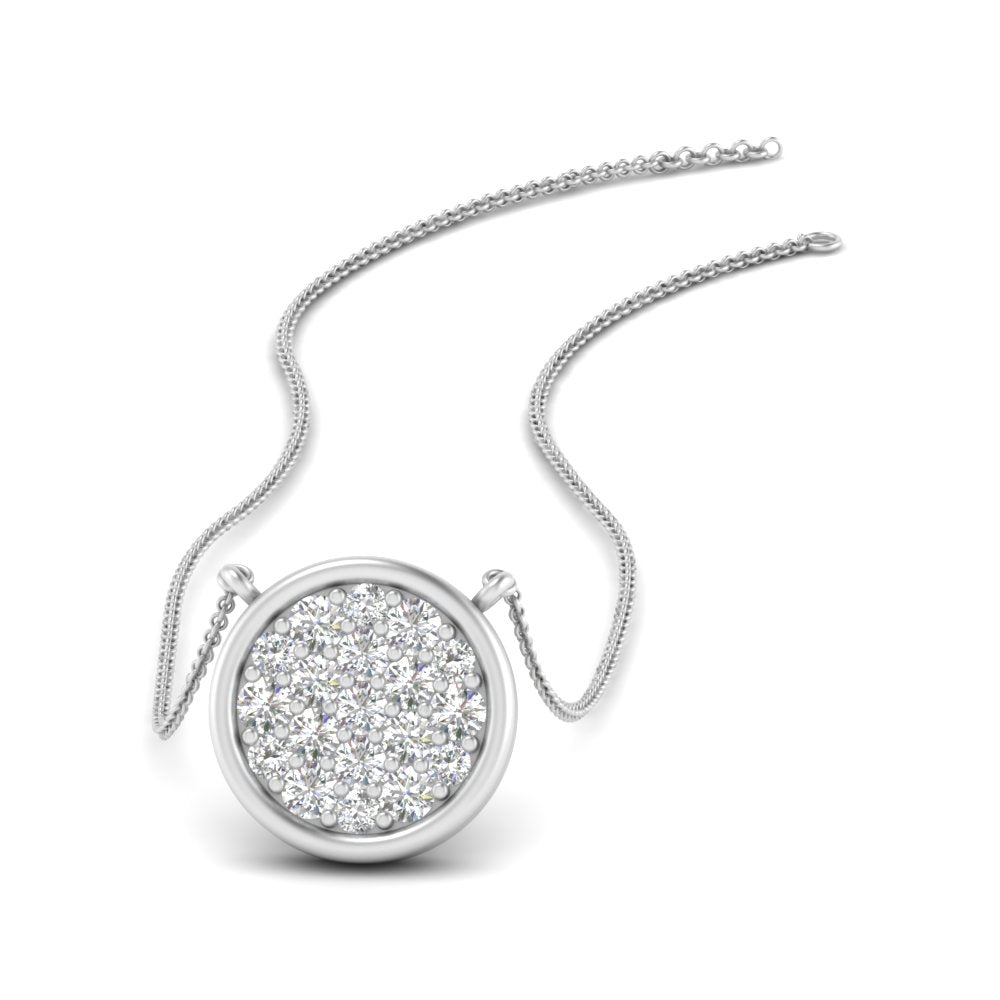 0.28 Ctw Round Lab Diamond Cluster Disc Bezel Set Pendant For Women 14K Gold