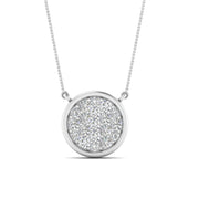0.28 Ctw Round Lab Diamond Cluster Disc Bezel Set Pendant For Women 14K Gold