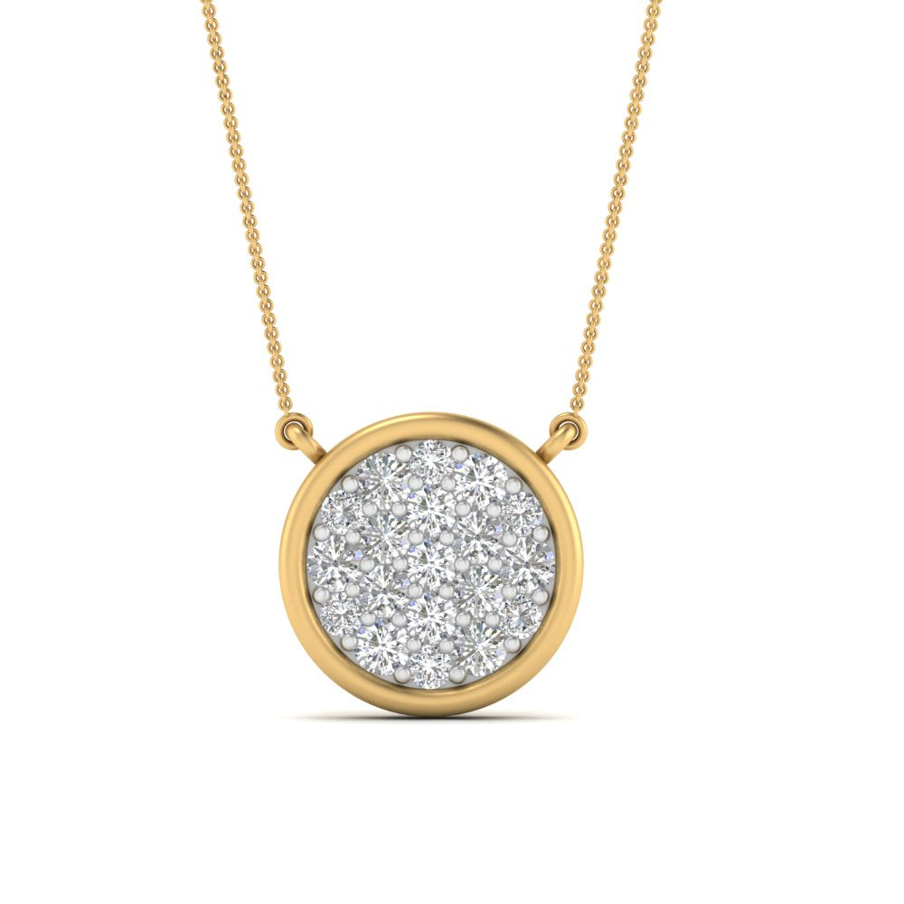 Round Cut Lab Diamond Cluster Disc Pendant