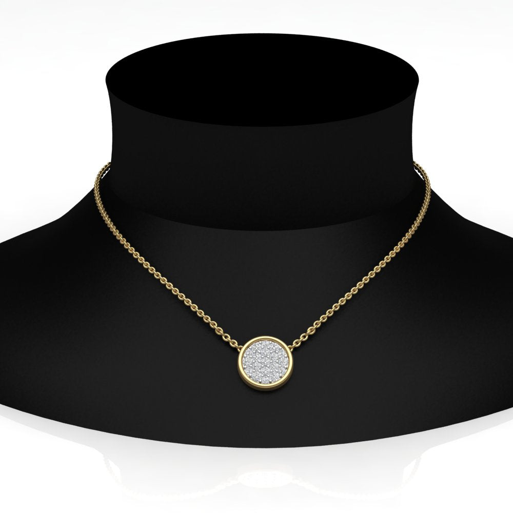 Round Cut Lab Diamond Cluster Disc Pendant