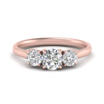 Load image into Gallery viewer, Lab Grown Round Cut Diamond 3 Stone Women Engagement Ring 14K Rose Gold
