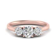 Lab Grown Round Cut Diamond 3 Stone Women Engagement Ring 14K Rose Gold
