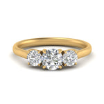 Load image into Gallery viewer, Lab Grown Round Cut Diamond 3 Stone Women Engagement Ring 14K Yellow Gold
