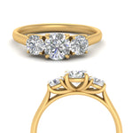 Load image into Gallery viewer, Lab Grown Round Cut Diamond 3 Stone Women Engagement Ring 14K Yellow Gold
