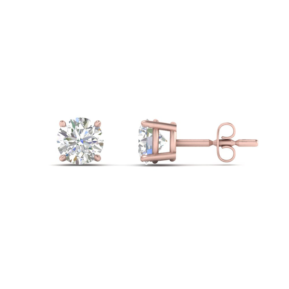 0.25 To 5 Carat Lab Diamond Round Stud Earring 14K Gold