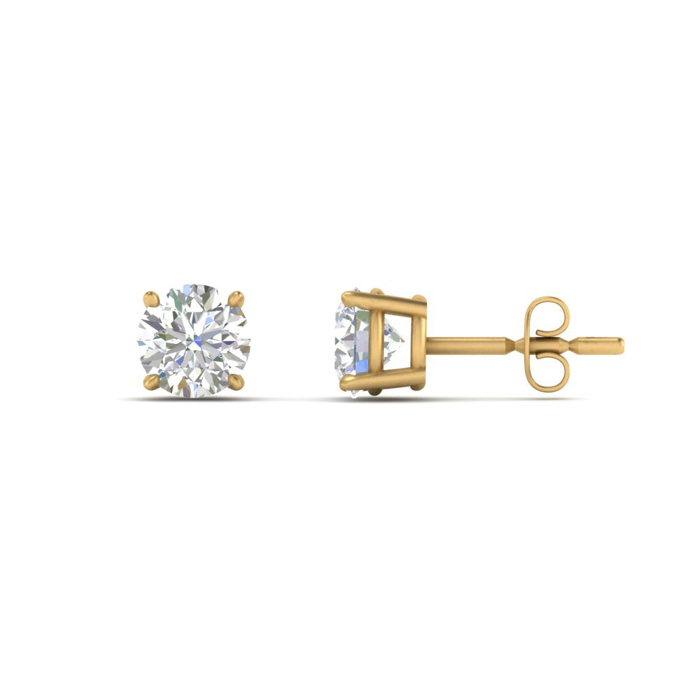 0.25 To 5 Carat Lab Diamond Round Stud Earring 14K Gold