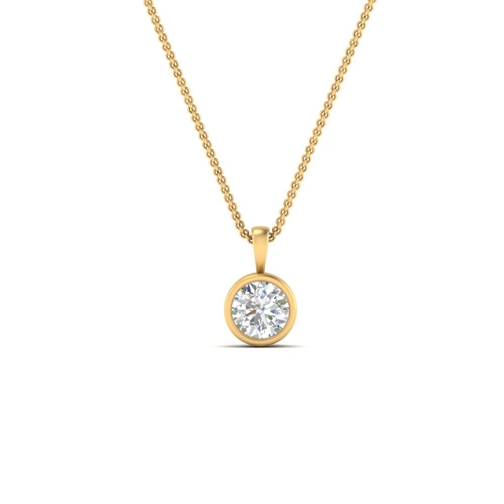 0.25 Ctw To 5 Ctw Round Lab Diamond Bezel Solitaire Pendant For Women 14K Gold