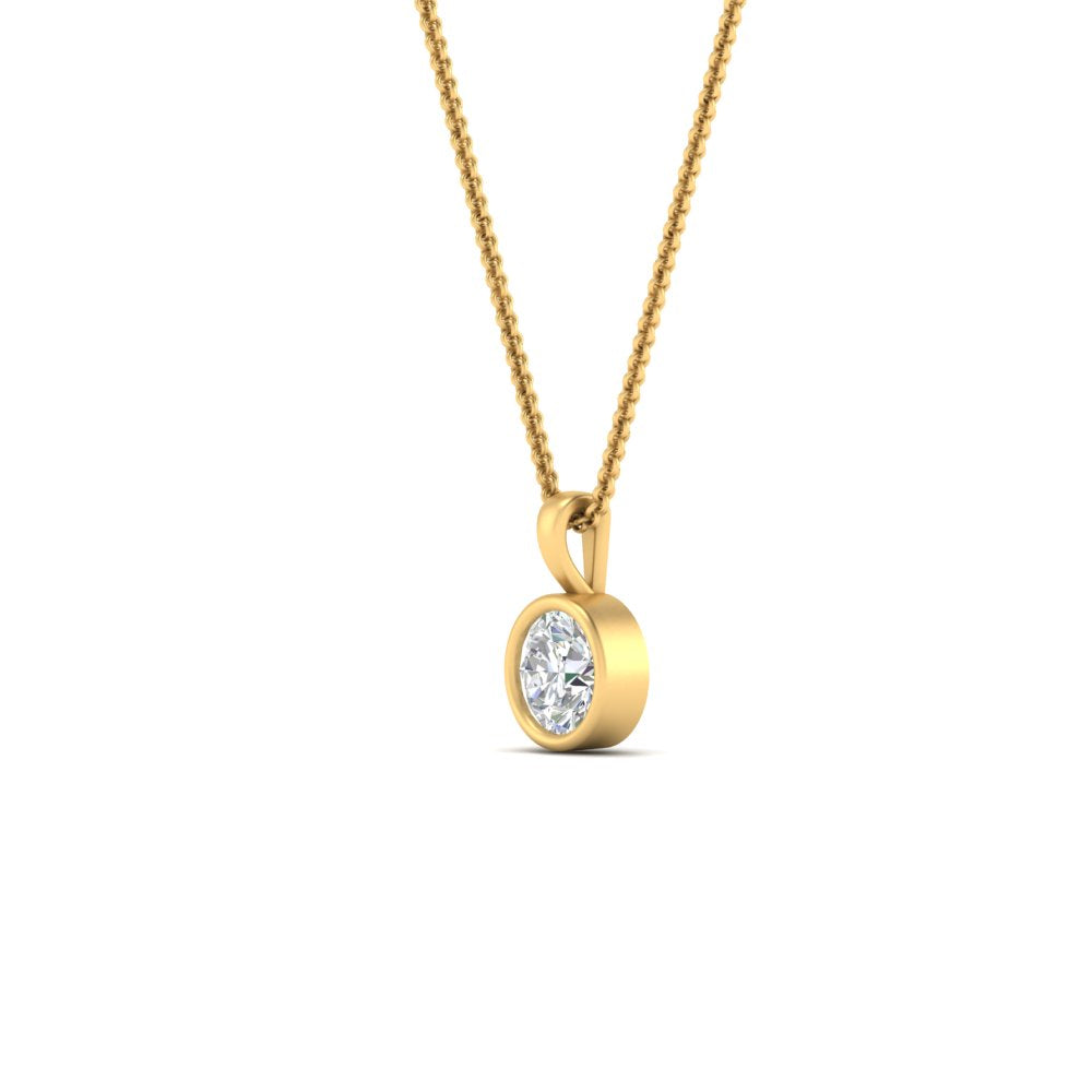 0.25 Ctw To 5 Ctw Round Lab Diamond Bezel Solitaire Pendant For Women 14K Gold