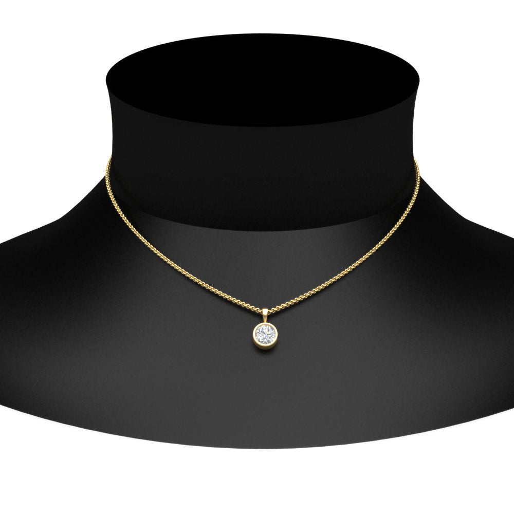 0.25 Ctw To 5 Ctw Round Lab Diamond Bezel Solitaire Pendant For Women 14K Gold