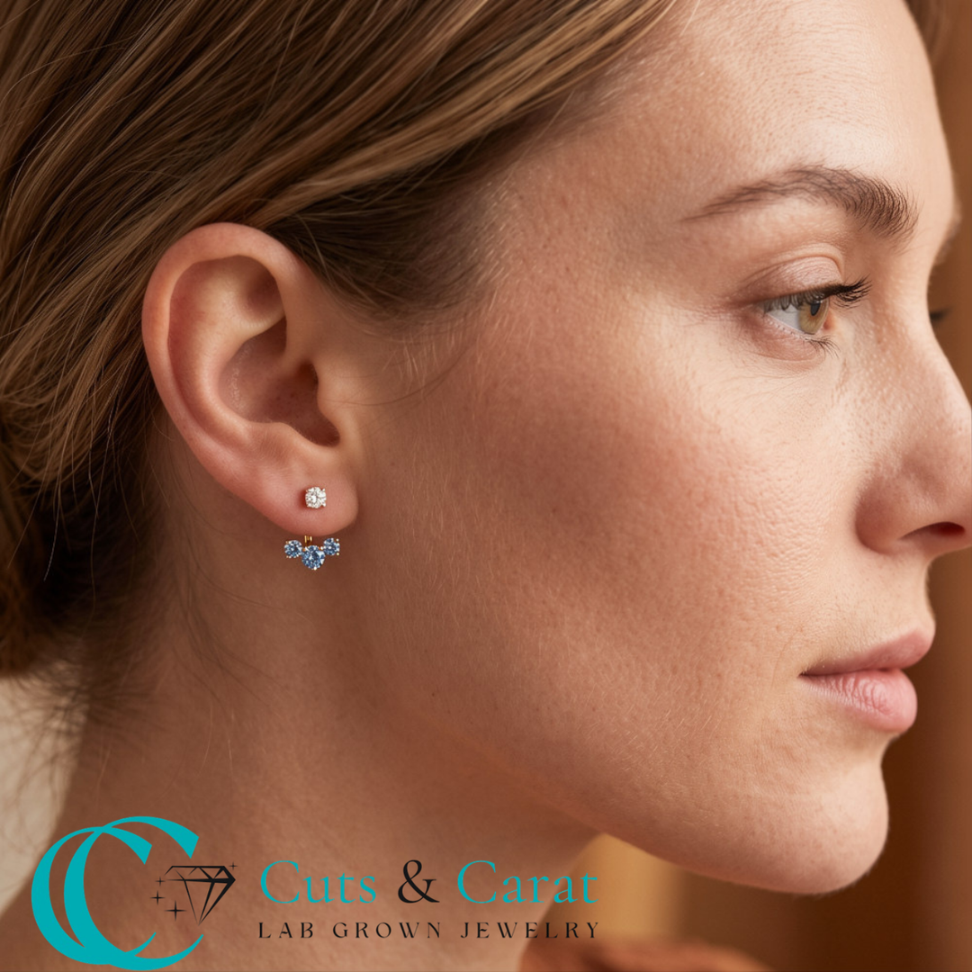 Lab Fancy Colored Round Diamond Tree Earring Jackets